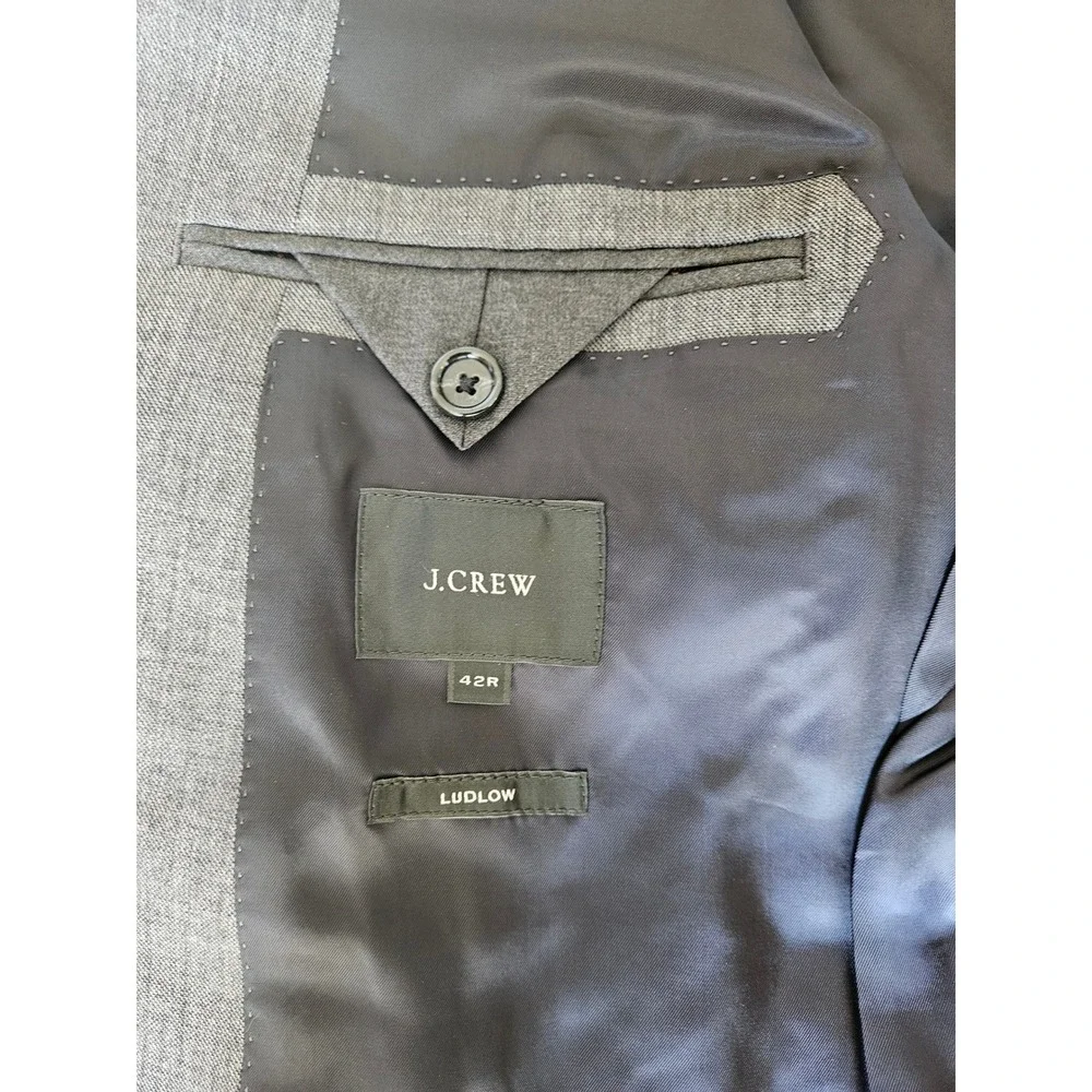 J.Crew Ludlow Suit Jacket Mens 42R Gray Tollegno 1900 Wool Blazer Italian Fabric